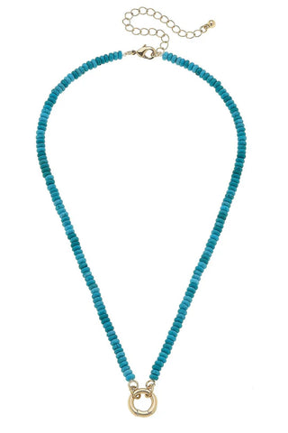 Lucy Beaded Turq Charm Necklace