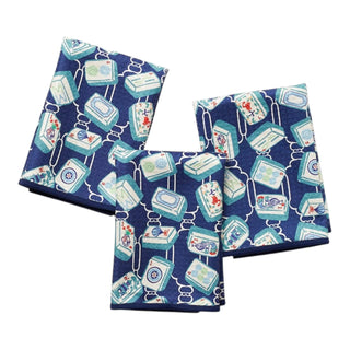 Navy Mahjong Reversible Mini Towels