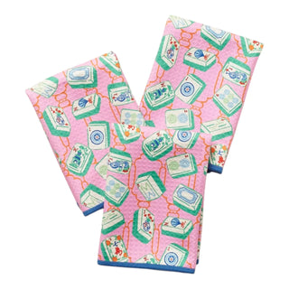 Pink Mahjong Reversible Mini Towels