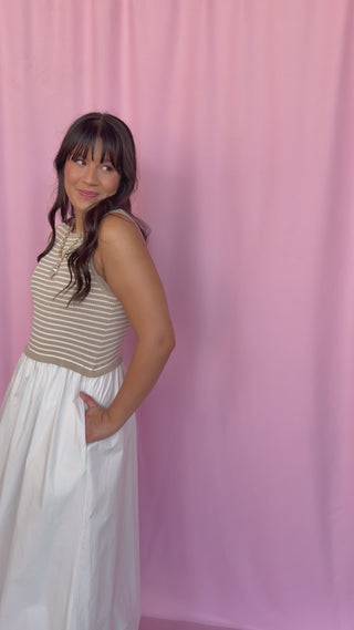 girl wearing striped dress