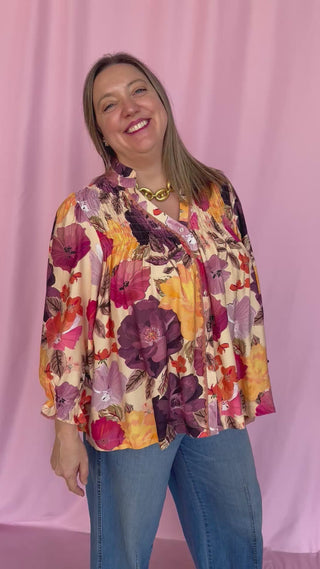 girl wearing floral top 