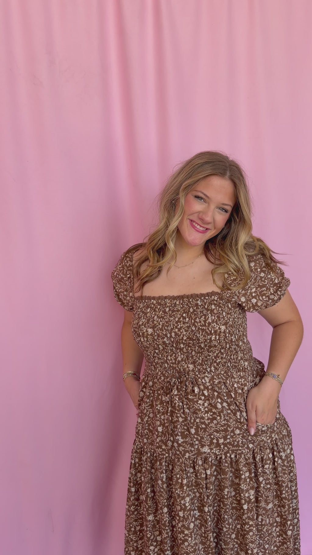 girl wearing brown dress