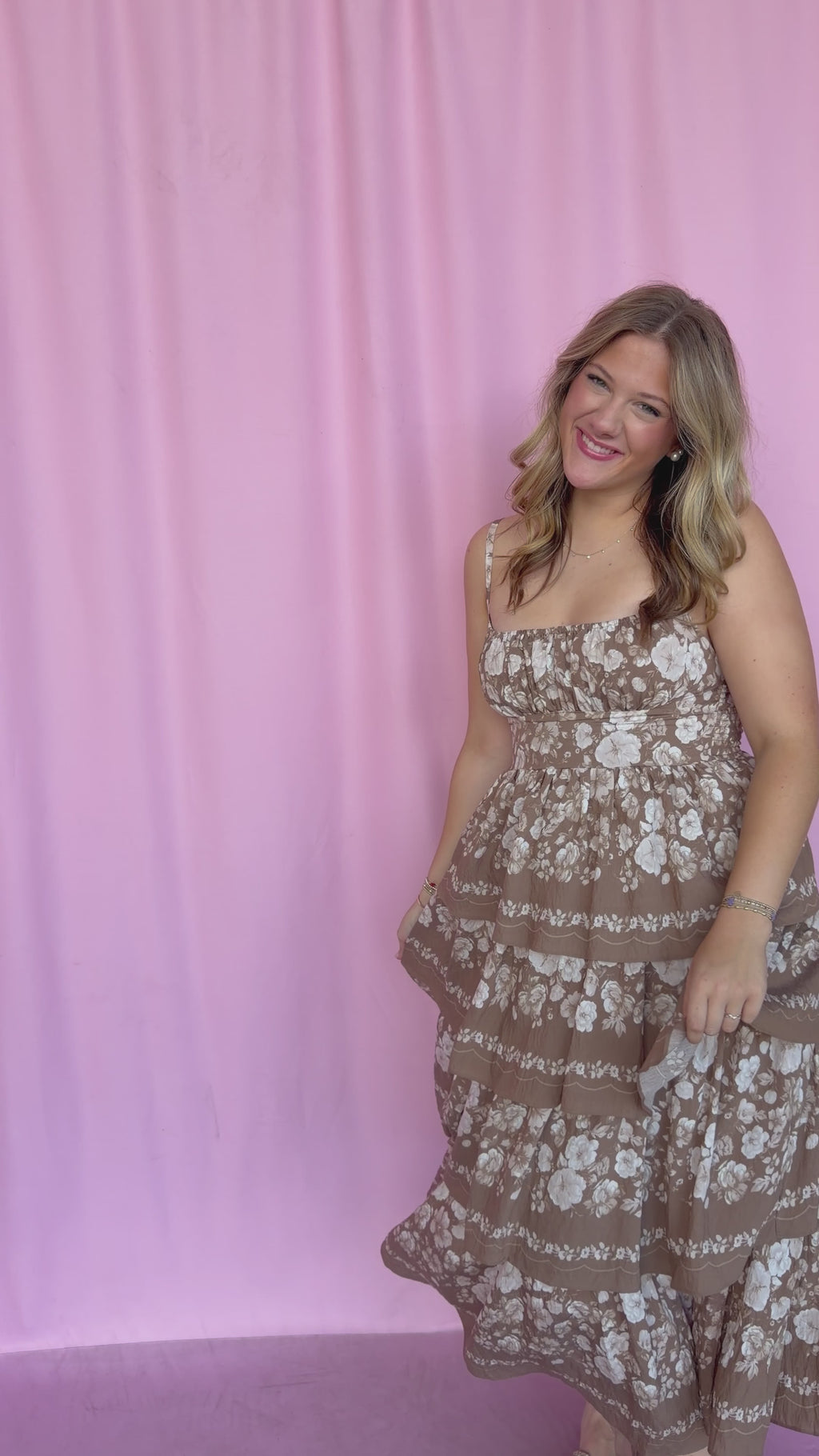 girl wearing a floral dress