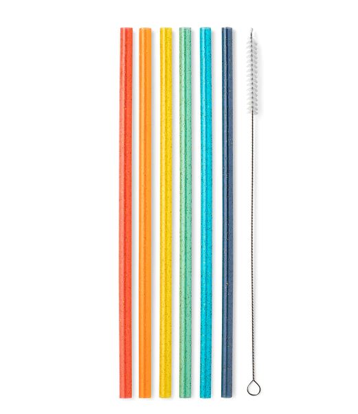 Retro Rainbow Glitter Straw Set