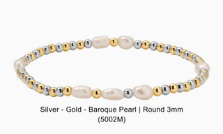 Pearl bracelet with silver and gold beads 