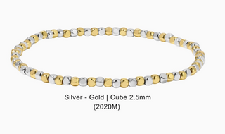 Two-tone silver and gold bracelet with cube beads 