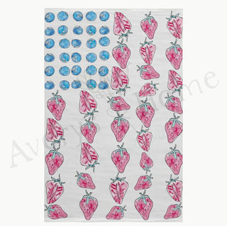 Sheet of strawberry and blueberry stickers on a white background