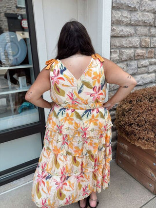 colorful tiered maxi dress
