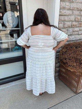 white floral midi dress with sleeves 