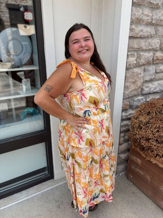 colorful tiered maxi dress