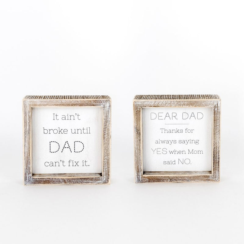 Dad/Yes Reversable Framed Sign