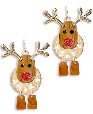 Acrylic Rudolph Earrings Multi