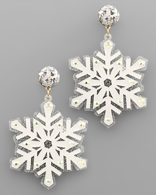 Acrylic Snowflake Earring Silver