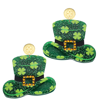 Acrylic St Patrick Hat Earring