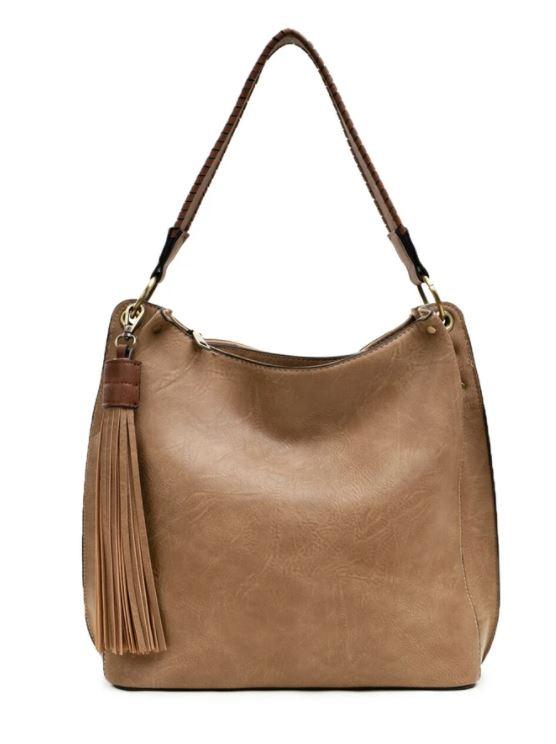 Amber Bag Braided Handle-Taupe