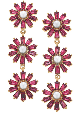 Fuchsia Crystal Drop Earring