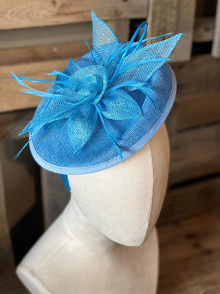 Aqua Feather & Rose Fascinator