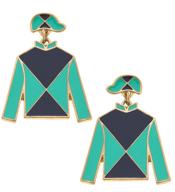 Aqua & Navy Jockey Earring