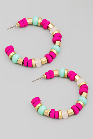 Ashley Hoop Earrings Fuchsia