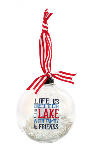 At The Lake Glass Ornament