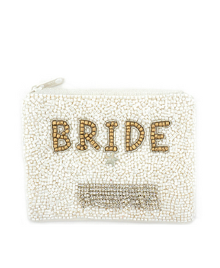 BRIDE Fringe Coin Pouch White