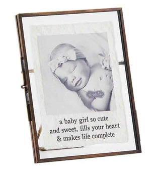 Baby Girl Glass Brass Frame