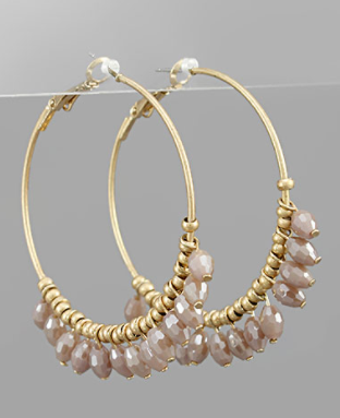 Bead Charm Hoops Taupe