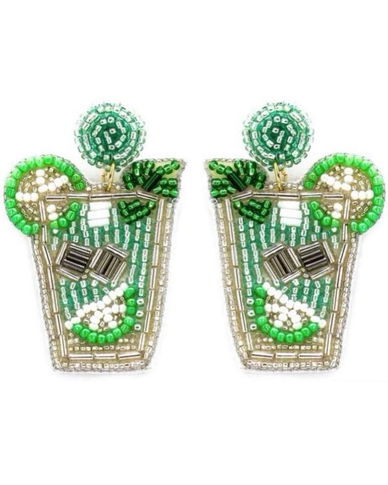 Bead Cocktail Earrings Green