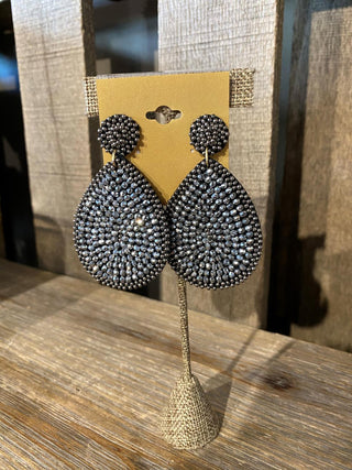 Bead Teardrop Earring Silver