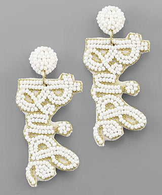 Beaded BRIDE Earring White