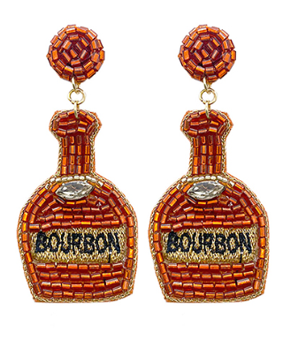 Beaded Bourbon Bottle Earrings Orange