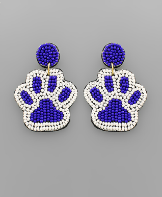 Beaded Paw Earrings Blue