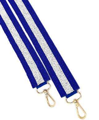 Beaded Purse Strap Blue/White