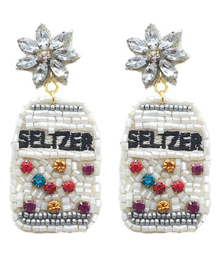 Beaded Seltzer Earring White