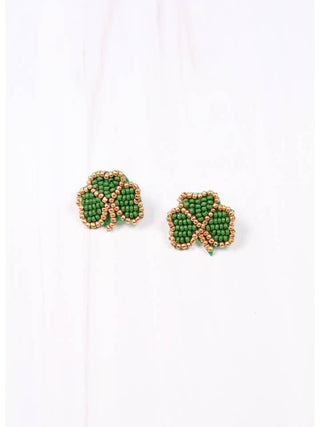 Beaded Shamrock Stud Earrings