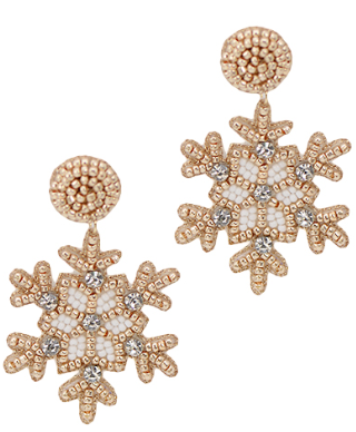 Beaded Snowflake Earring White