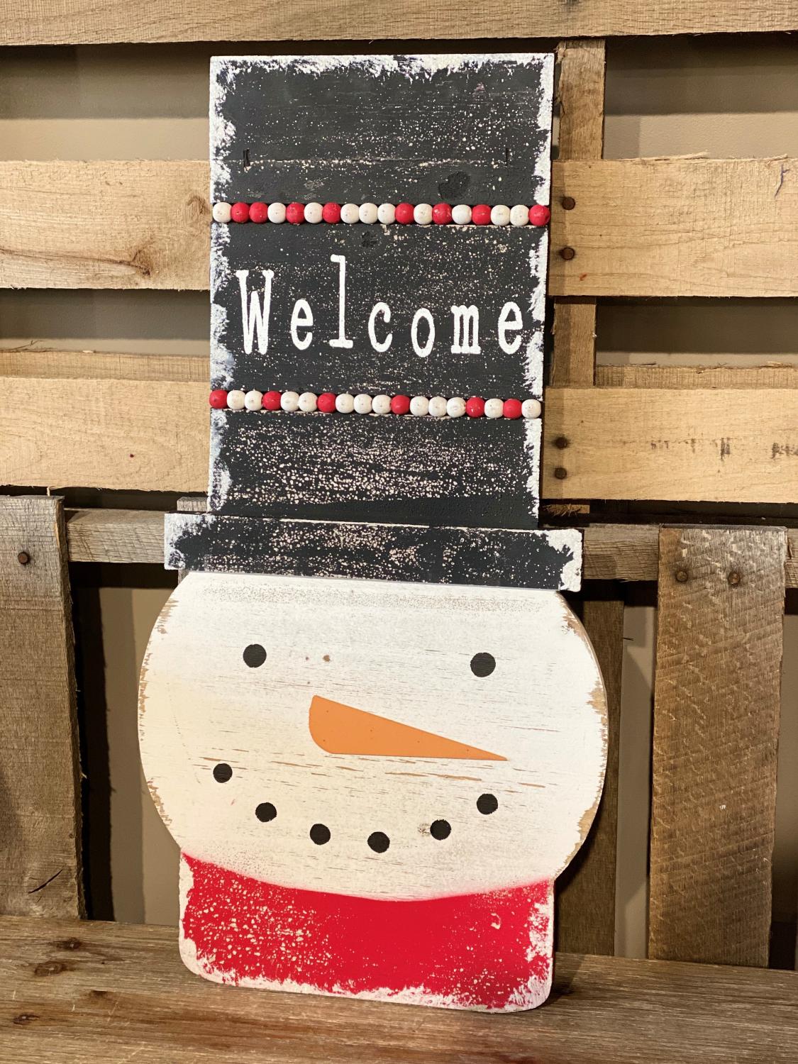 Darling State of Mind Beaded Snowman Door Decor
