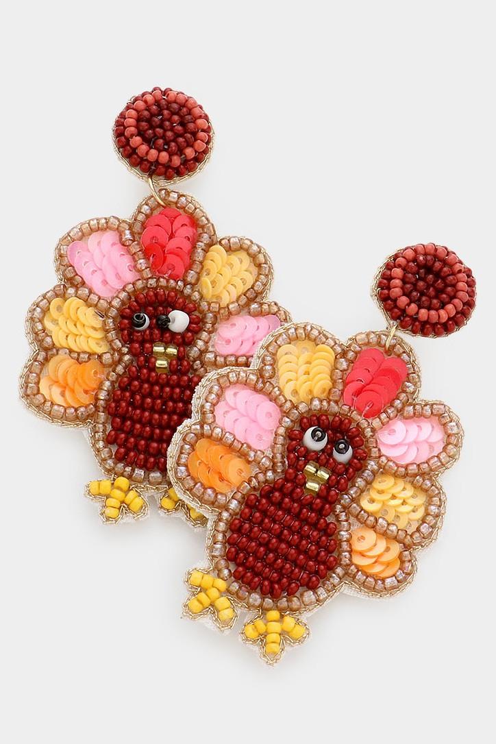 Beaded Turkey Earrings