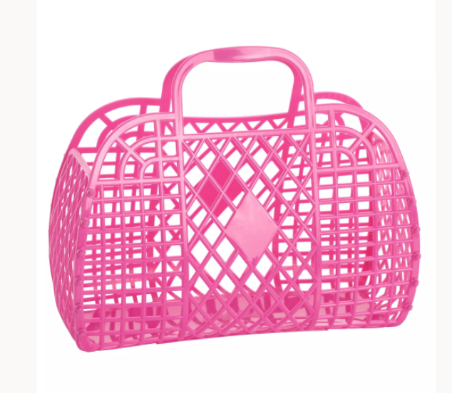Berry Pink Large Retro Basket