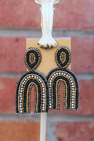 Gray Beaded Arch Earring