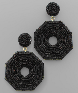 Black Beaded Oxtogon Earring