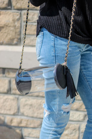 Black Clear Round Crossbody