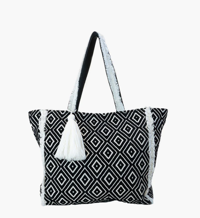 Black Diamond Woven Tote