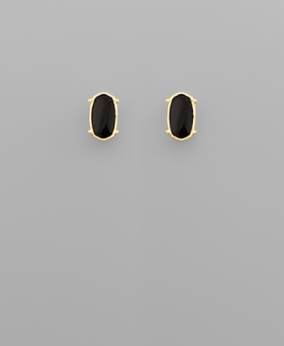 Black Enamel Oval Stud