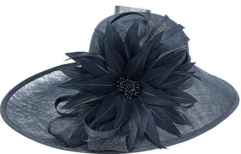 Black Feather Flower Hat