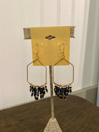 Black Fringe Bead Earring