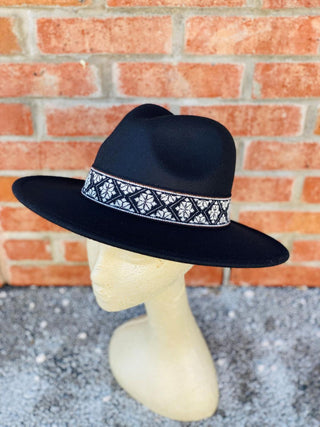 Black Hat With White Floral