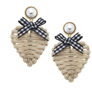 Black Heart Rattan Earring