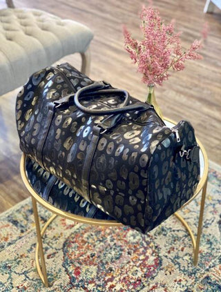 Black Leopard Duffle