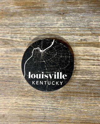 Black Louisville Map Coaster
